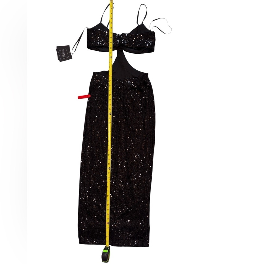 Mac Duggal Cutout Waist Sequin Sleeveless Open Back Long Dress Black Size 2 NWT - Picture 7 of 15